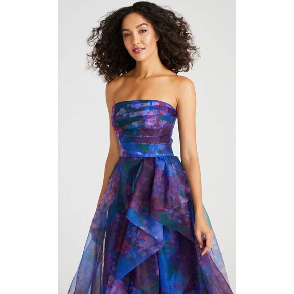 NWT Theia Dorian Strapless Floral Print Organza Gown Size 10 $945 [jb] - Picture 2 of 15